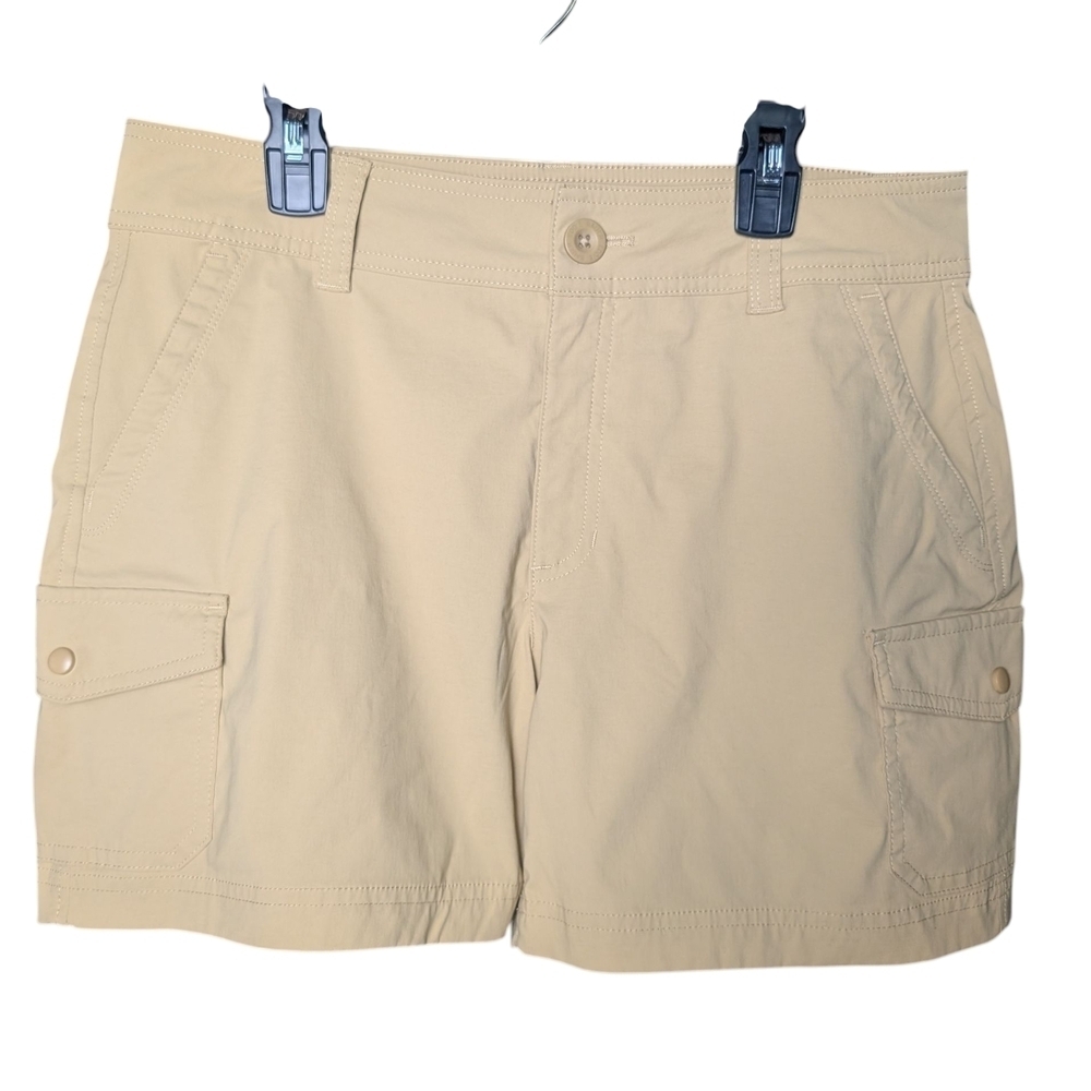 Eddie Bauer Khaki Beige Cargo Shorts Women's 6 Like New Condition Pockets Zipper - Picture 8 of 9